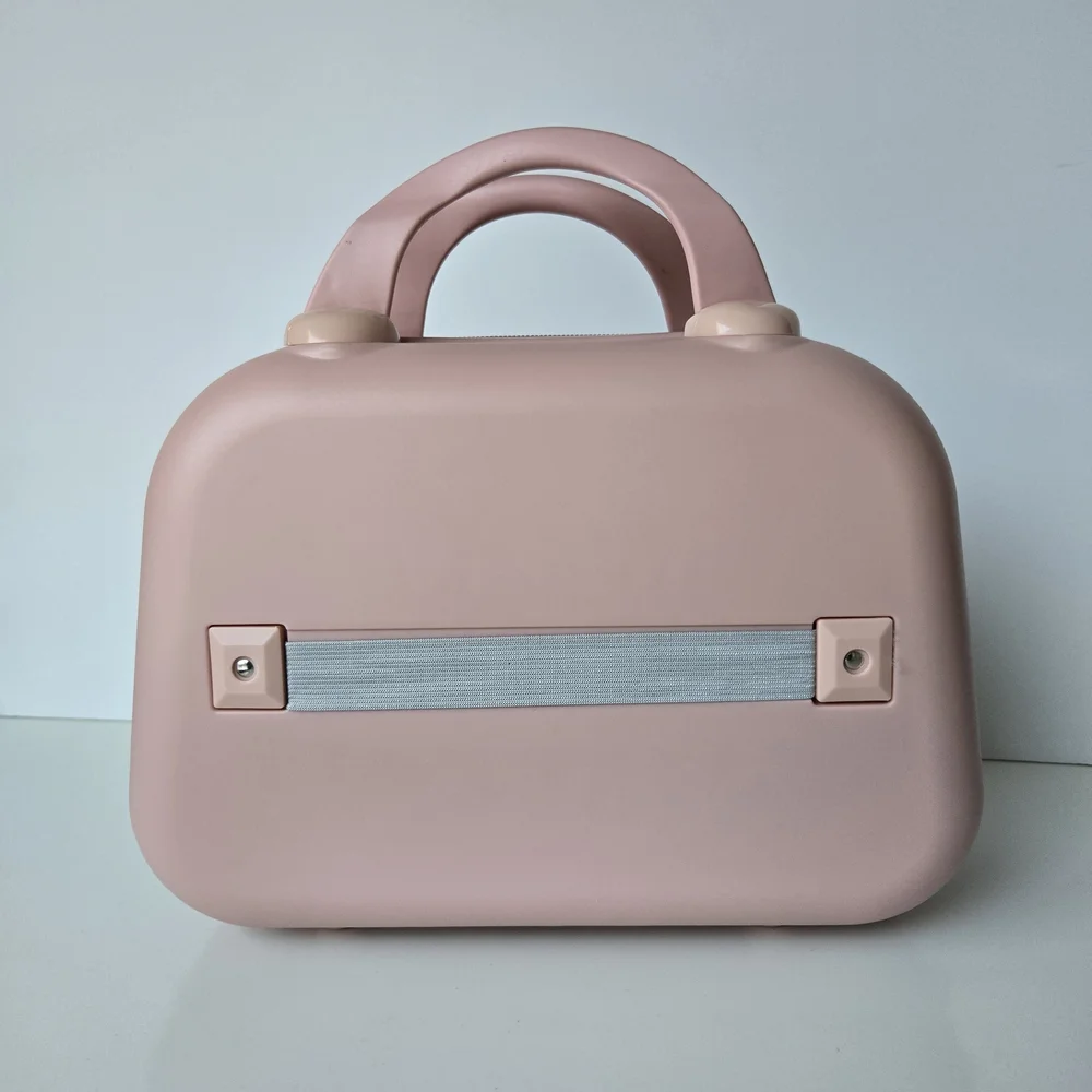 NWOT Living & Home Pink Portable HardShell Handheld Cosmetic Travel Trolley Case